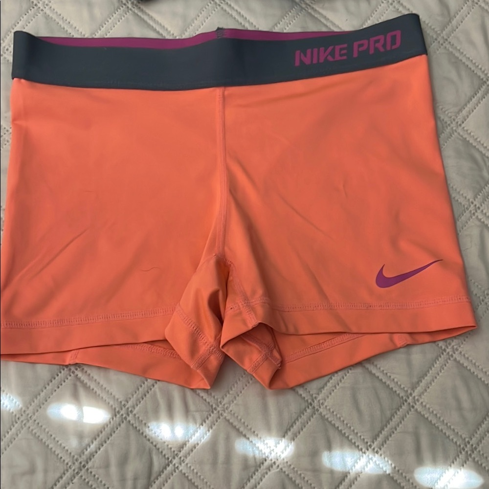 Nike Orange Athletic Compression Shorts
